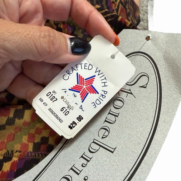 VTG 90s Y2K STONEBRIDGE FAUX WRAP MAXI SKIRT AZTEC BOHO WESTERN NEW W TAGS SZ 10 - Picture 7 of 7